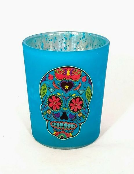 Day of the Dead or Dia de Muertos Glass Cup 16oz with straw and lid