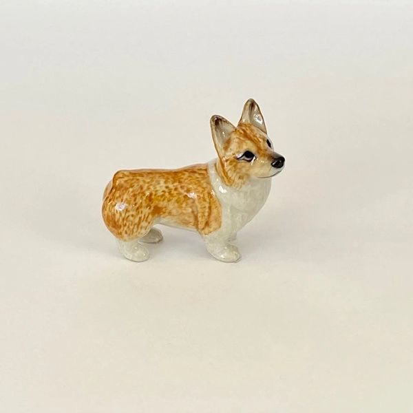 Hand-Painted Miniature Pembroke Welsh Corgi Dog Porcelain Figurine