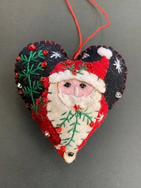 Holiday Hearts beaded needlepoint ornament kit