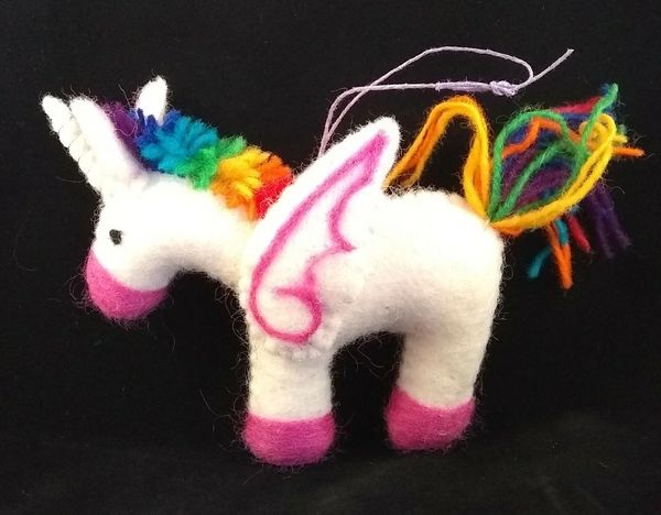 Hand-Crafted Felt Rainbow Unicorn Ornament