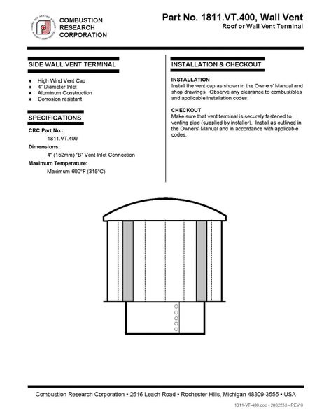 HIGH WIND FLUE CAP 4" fits double wall