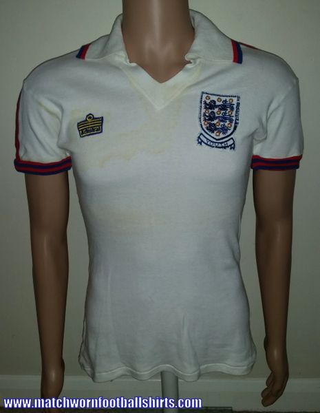 1976 ADMIRAL ENGLAND YOUTH MATCH WORN HOME SHIRT COWANS #12