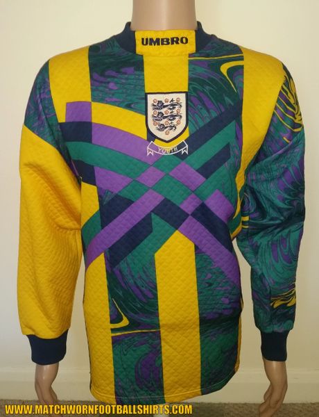 1996 ENGLAND MATCH WORN UNDER 18 UMBRO GOALKEEPERS SHIRT #13