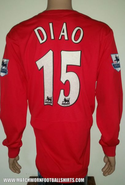 2004/05 LIVERPOOL MATCH WORN HOME SHIRT SALIF DIAO #15