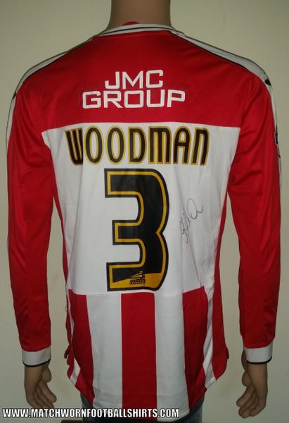 2013/14 EXETER CITY MATCH WORN HOME SHIRT WOODMAN #3