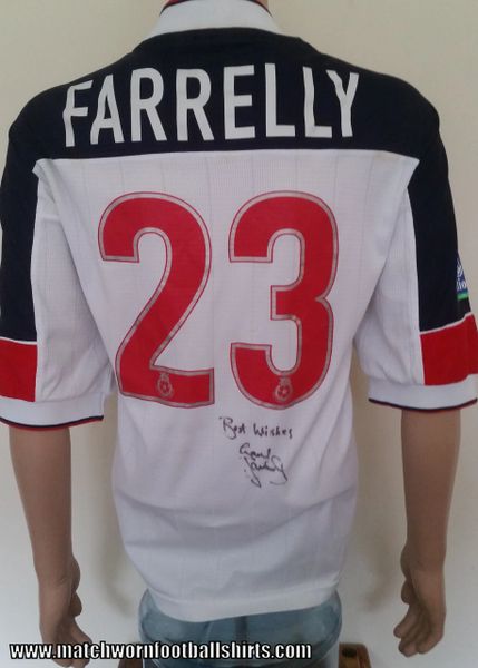 2000/01 BOLTON WANDERERS MATCH WORN HOME SHIRT FARRELLY #23