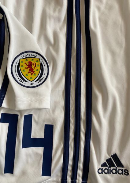 2017-19 SCOTLAND PLAYER ISSUE HOME SHORTS #14 *AS NEW* XL