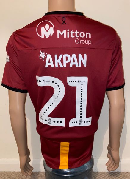 2019/20 BRADFORD CITY MATCH WORN HOME SHIRT (AKPAN #21 v SHREWSBURY TOWN FA CUP 1)