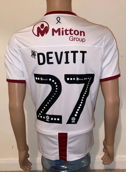 2019/20 BRADFORD CITY MATCH WORN AWAY SHIRT (DEVITT #27)