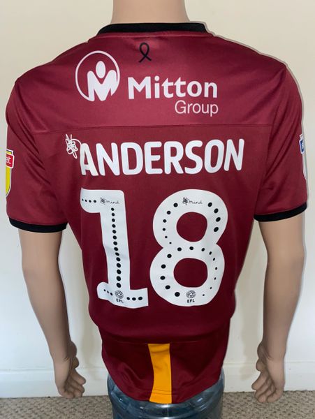 2019/20 BRADFORD CITY MATCH WORN HOME SHIRT (ANDERSON #18)