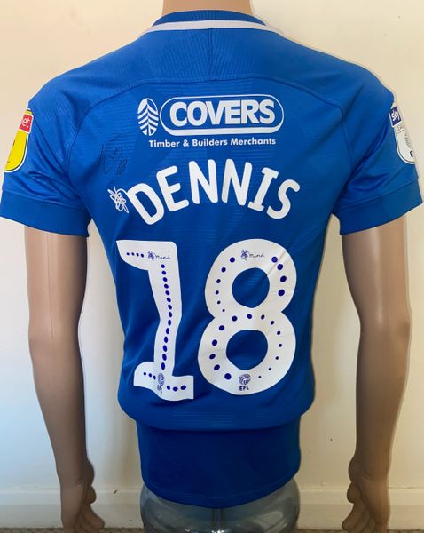 2018/19 PORTSMOUTH MATCH WORN HOME SHIRT (DENNIS #18)