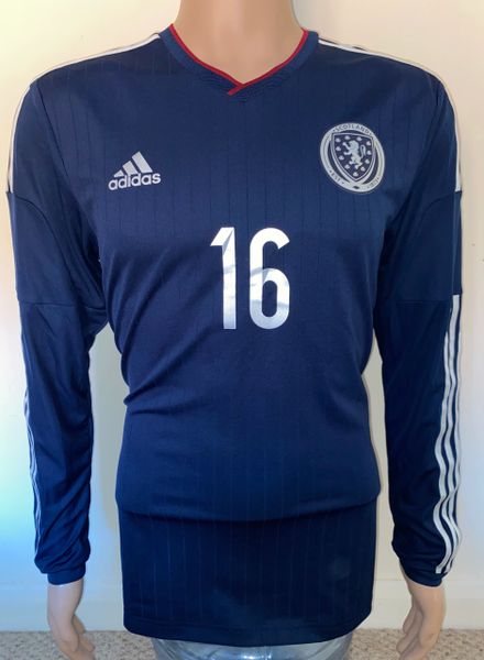 2014-15 SCOTLAND MATCH ISSUE ADIDAS HOME SHIRT #16