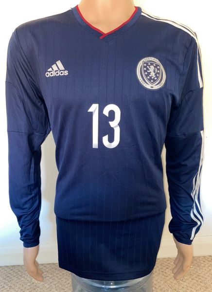 2014-15 SCOTLAND MATCH ISSUE ADIDAS HOME SHIRT #13