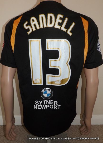 2013 NEWPORT COUNTY MATCHWORN AWAY SHIRT SANDALL #13