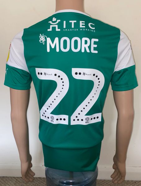 2019/20 PLYMOUTH ARGYLE MATCH ISSUE AWAY SHIRT (MOORE 22)