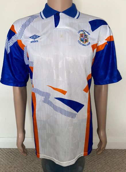 1991/92 LUTON TOWN MATCH WORN UMBRO HOME SHIRT #3