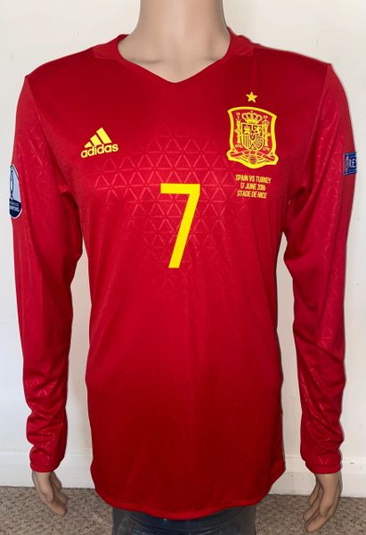 2016 SPAIN MATCH ISSUE HOME SHIRT ( #7 MORATA V TURKEY EURO 2016)