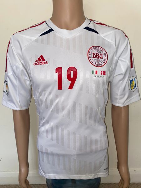 2012 DENMARK MATCH WORN AWAY SHIRT (JAKOB POULSON #19 v ITALY WCQ)