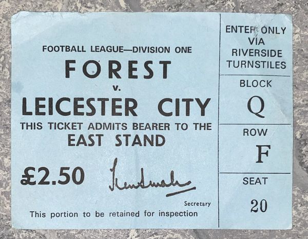 1977/78 ORIGINAL DIVISION ONE TICKET NOTTINGHAM FOREST V LEICESTER CITY