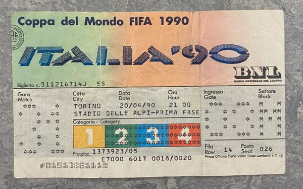 1990 ORIGINAL WORLD CUP TICKET BRAZIL V SCOTLAND @TURIN