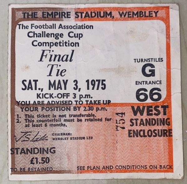 1975 ORIGINAL FA CUP FINAL TICKET FULHAM V WEST HAM UNITED G66 B754