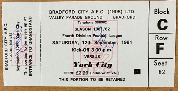 1981/82 ORIGINAL UNUSED DIVISION FOUR TICKET BRADFORD CITY V YORK CITY