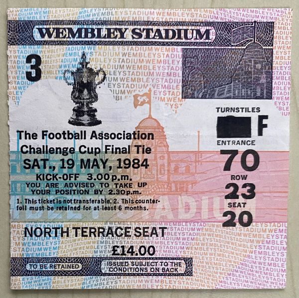 1984 ORIGINAL FA CUP FINAL TICKET WATFORD V EVERTON F70 23 20