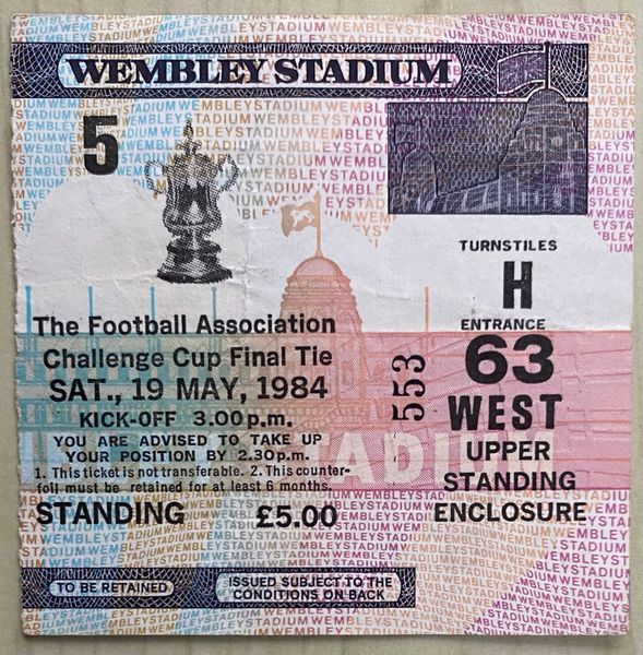 1984 ORIGINAL FA CUP FINAL TICKET WATFORD V EVERTON H63 553 (EVERTON ALLOCATION)