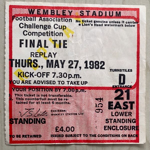 1982 ORIGINAL FA CUP FINAL REPLAY TICKET TOTTENHAM V QUEENS PARK RANGERS D7 141 (SPURS ALLOCATION)