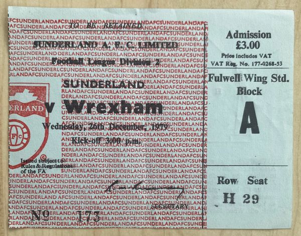 1979/80 ORIGINAL DIVISION TWO TICKET SUNDERLAND V WREXHAM