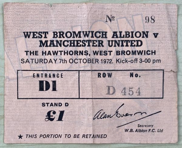 1972/73 ORIGINAL DIVISION ONE WEST BROMWICH ALBION V MANCHESTER UNITED