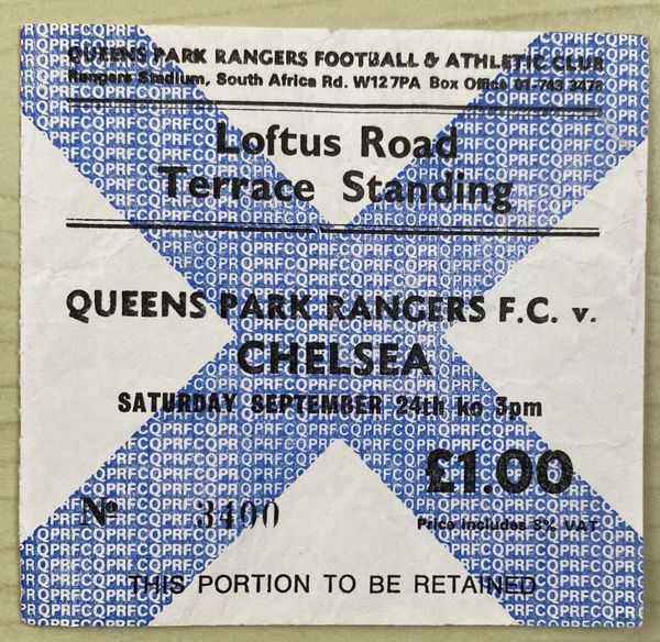 1977/78 ORIGINAL DIVISION ONE TICKET QUEENS PARK RANGERS V CHELSEA