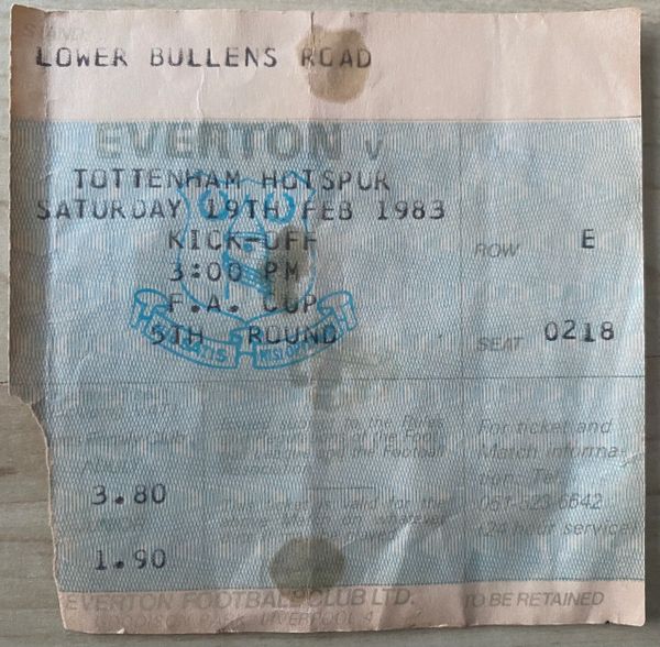 1982/83 ORIGINAL FA CUP 5TH ROUND TICKET EVERTON V TOTTENHAM HOTSPUR