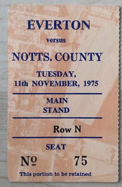 1975/76 ORIGINAL LEAGUE CUP 4TH ROUND TICKET EVERTON V NOTTS COUNTY