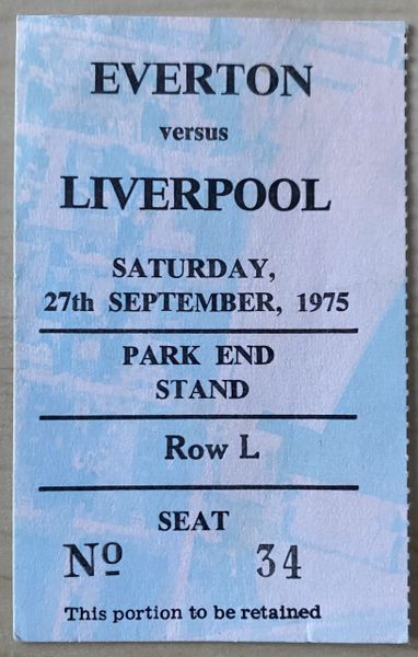 1975/76 ORIGINAL DIVISION ONE TICKET EVERTON V LIVERPOOL