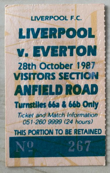 1987/88 ORIGINAL LEAGUE CUP ROUND 3 TICKET LIVERPOOL V EVERTON (VISITORS SECTION)