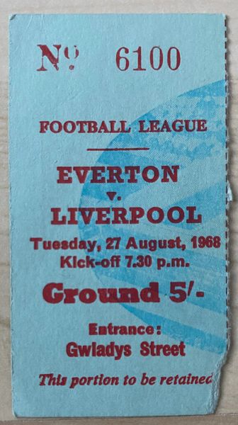 1968/69 ORIGINAL DIVISION ONE TICKET EVERTON V LIVERPOOL