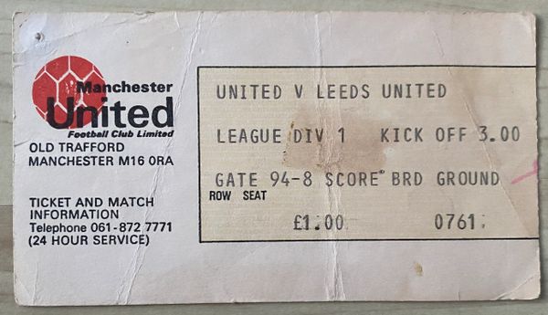 1978/79 ORIGINAL DIVISION ONE TICKET MANCHESTER UNITED V LEEDS UNITED