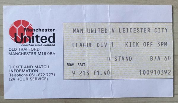 1977/78 ORIGINAL DIVISION ONE TICKET MANCHESTER UNITED V LEICESTER CITY
