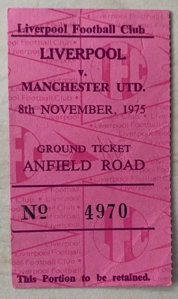 1975/76 ORIGINAL DIVISION ONE TICKET LIVERPOOL V MANCHESTER UNITED