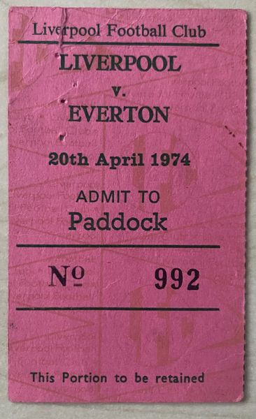 1973/74 ORIGINAL DIVISION ONE TICKET LIVERPOOL V EVERTON