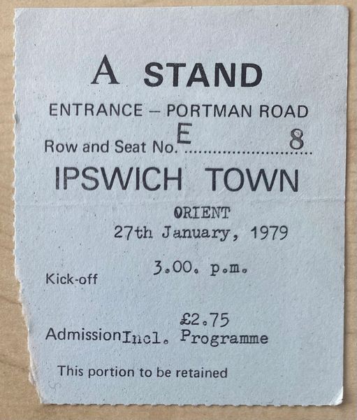 1978/79 ORIGINAL FA CUP 3RD ROUND TICKET IPSWICH TOWN V ORIENT