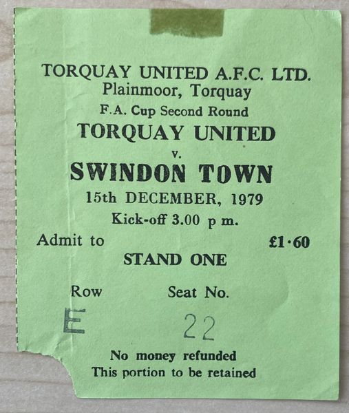 1979/80 ORIGINAL FA CUP 2ND ROUND TICKET TORQUAY UNITED V SWINDON