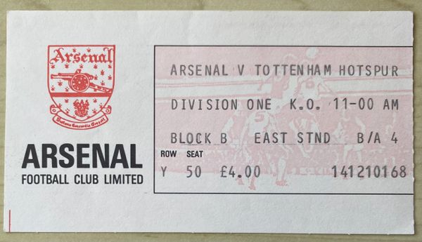 1982/83 ORIGINAL DIVISION ONE TICKET ARSENAL V TOTTENHAM HOTSPUR