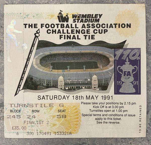 1991 ORIGINAL FA CUP FINAL TICKET TOTTENHAM HOTSPUR V NOTTINGHAM FOREST G 245 24 58 (FOREST ALLOCATION)