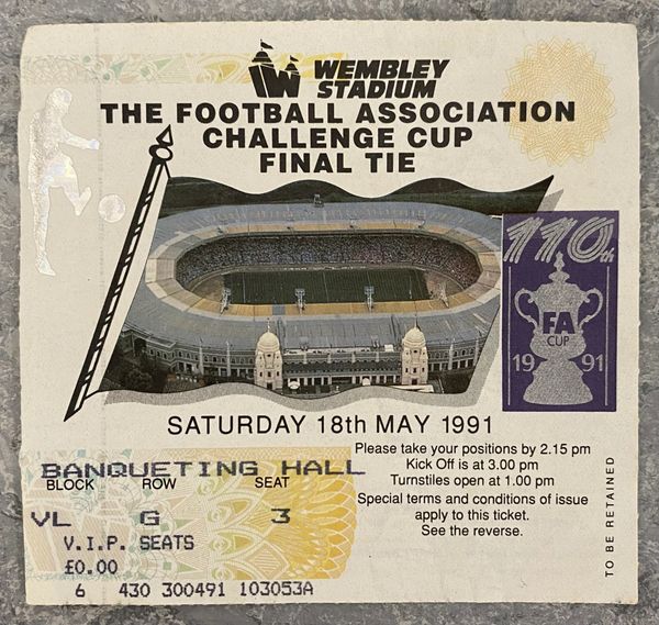 1991 ORIGINAL FA CUP FINAL TICKET TOTTENHAM HOTSPUR V NOTTINGHAM FOREST VL G 3 (VIP BOX)