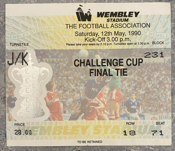 1990 ORIGINAL FA CUP FINAL TICKET MANCHESTER UNITED V CRYSTAL PALACE JK 231 18 71 (MANCHESTER UNITED ALLOCATION)