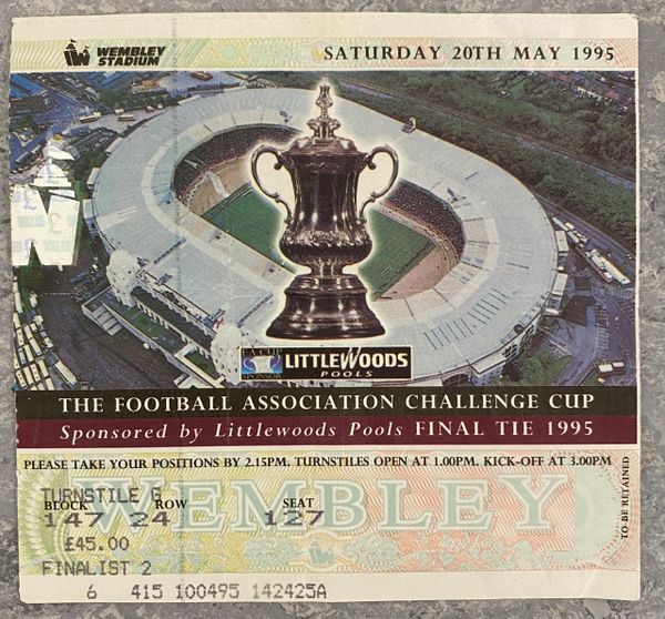 1995 ORIGINAL FA CUP FINAL TICKET MANCHESTER UNITED V EVERTON G 147 24 127