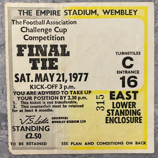 1977 ORIGINAL FA CUP FINAL TICKET MANCHESTER UNITED V LIVERPOOL C 16 315 (LIVERPOOL ALLOCATION)