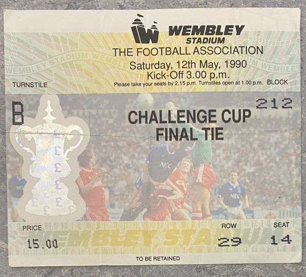 1990 ORIGINAL FA CUP FINAL TICKET MANCHESTER UNITED V CRYSTAL PALACE B 212 29 14 (MANCHESTER UNITED ALLOCATION)